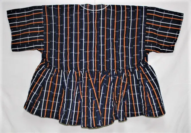 African Batakari / Fugu - Dark Blue, Black, Orange & White