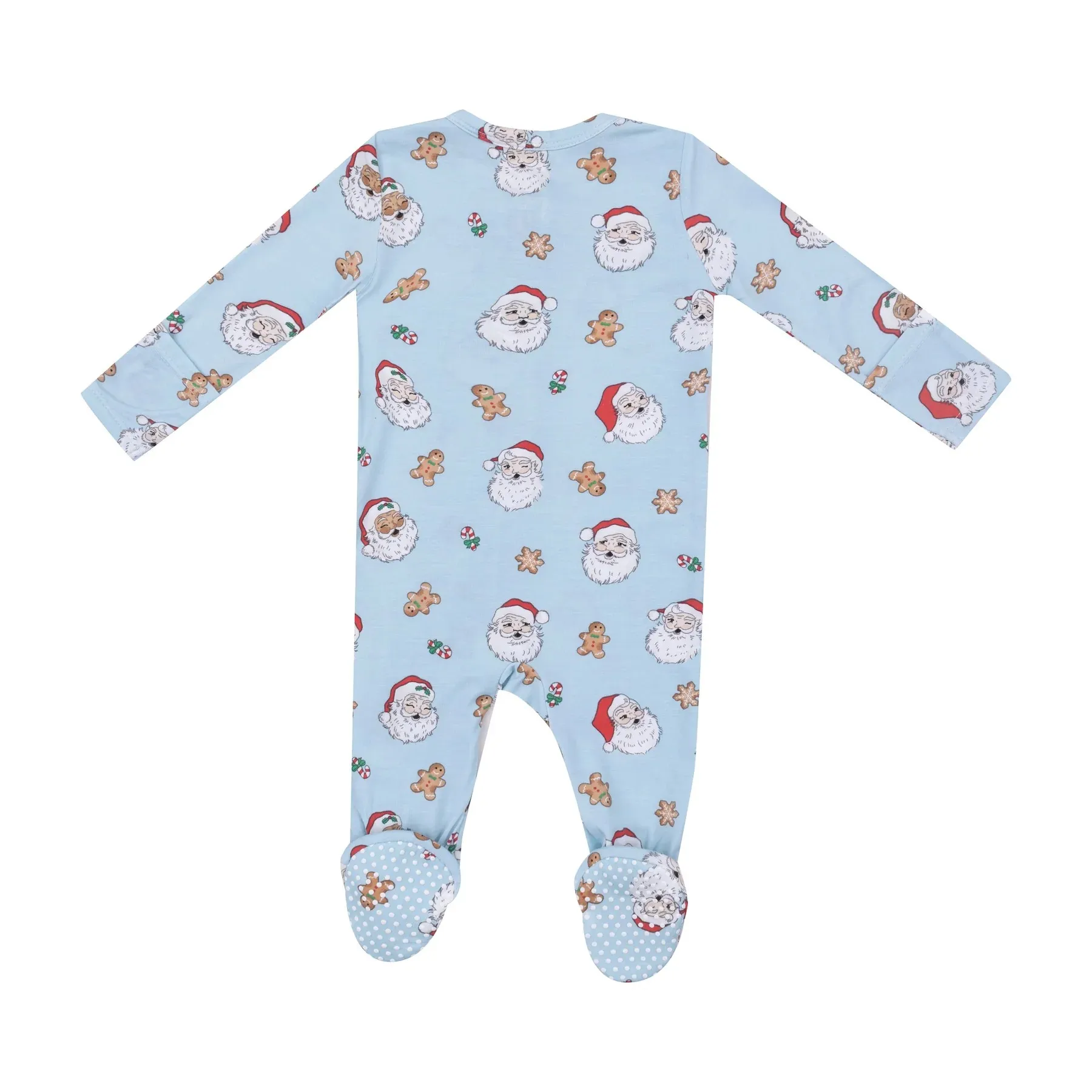 ANG Blue Vintage Santa Zipper Footie