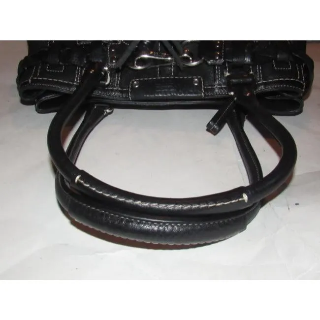 Coach New Pursesdesigner Purses Black Pebbled Leather With White Contrast Stitching And Chrome Hardw
