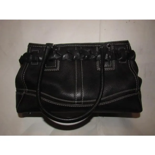 Coach New Pursesdesigner Purses Black Pebbled Leather With White Contrast Stitching And Chrome Hardw