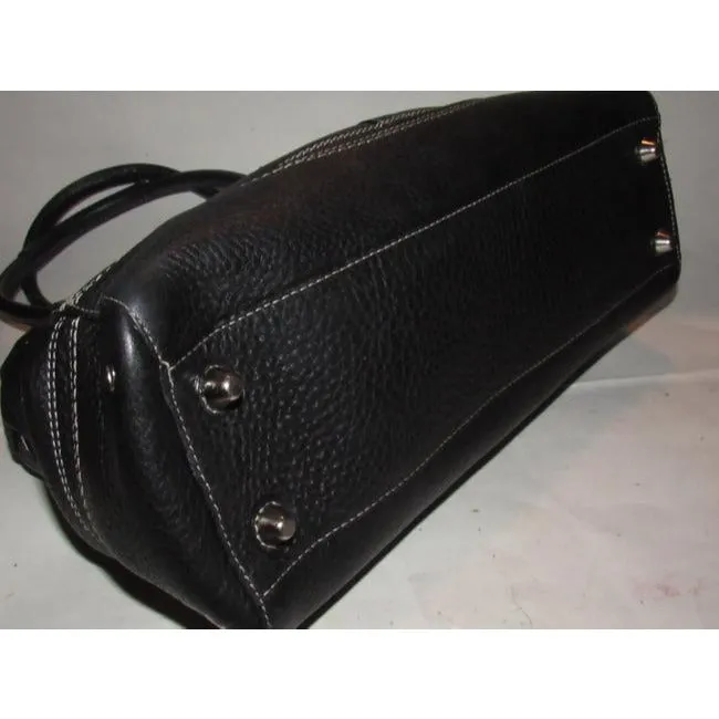 Coach New Pursesdesigner Purses Black Pebbled Leather With White Contrast Stitching And Chrome Hardw