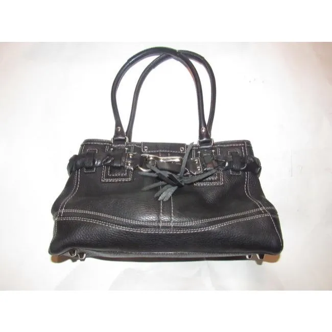 Coach New Pursesdesigner Purses Black Pebbled Leather With White Contrast Stitching And Chrome Hardw