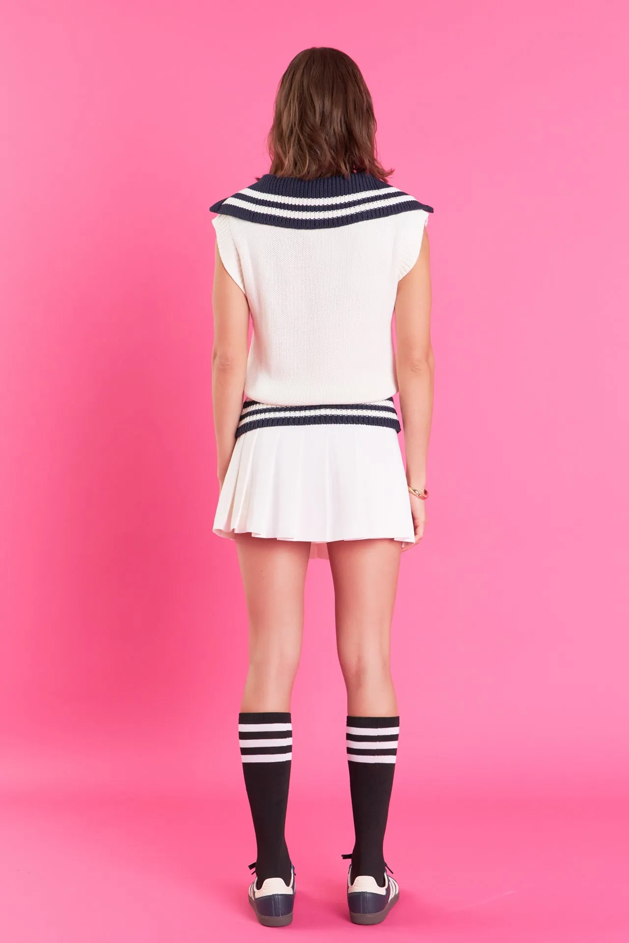 English Factory - Contrast Collar Half Zip-up Sweater