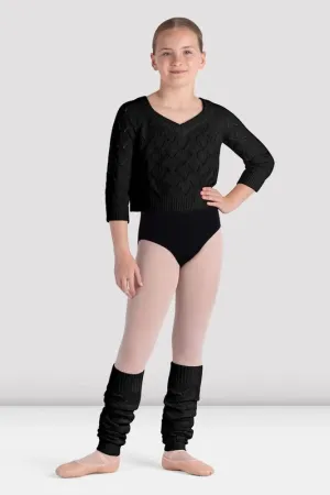 Girls Della Knit Black Leg Warmers One Size