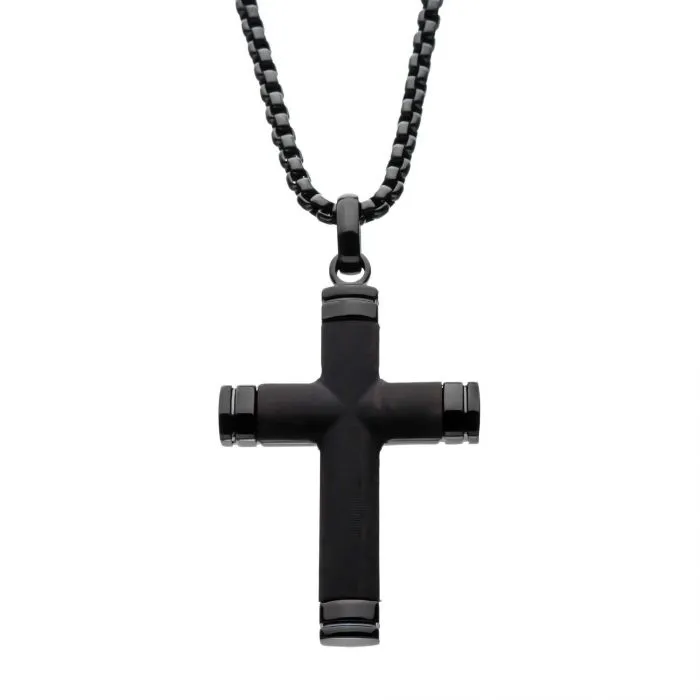 Inox Ebony Wood and Stainless Steel Cross Pendant