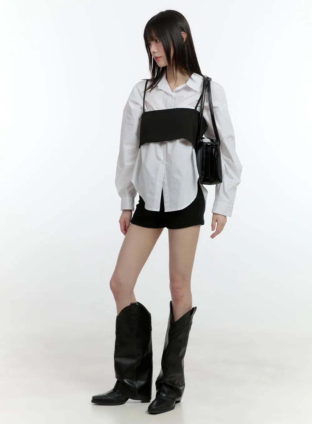 Loose-Fit Collared Button-Up Shirt CF506