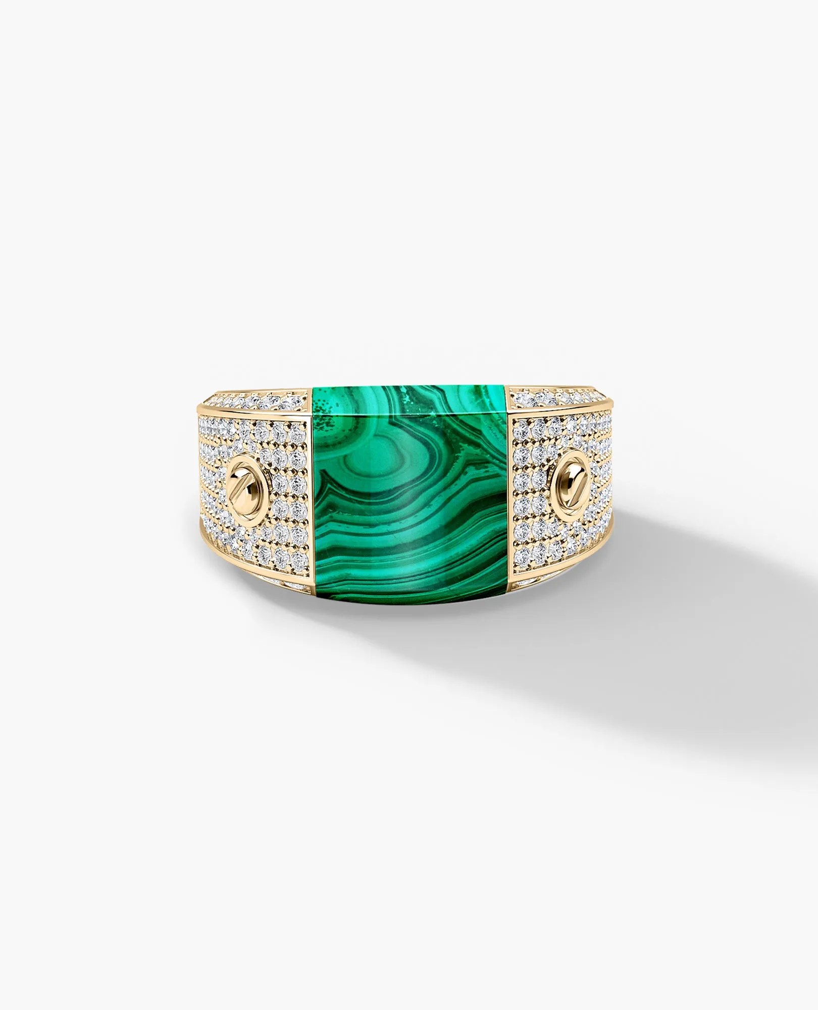 MONTANA Gold Signet Ring with 1.25ct Malachite and Diamonds