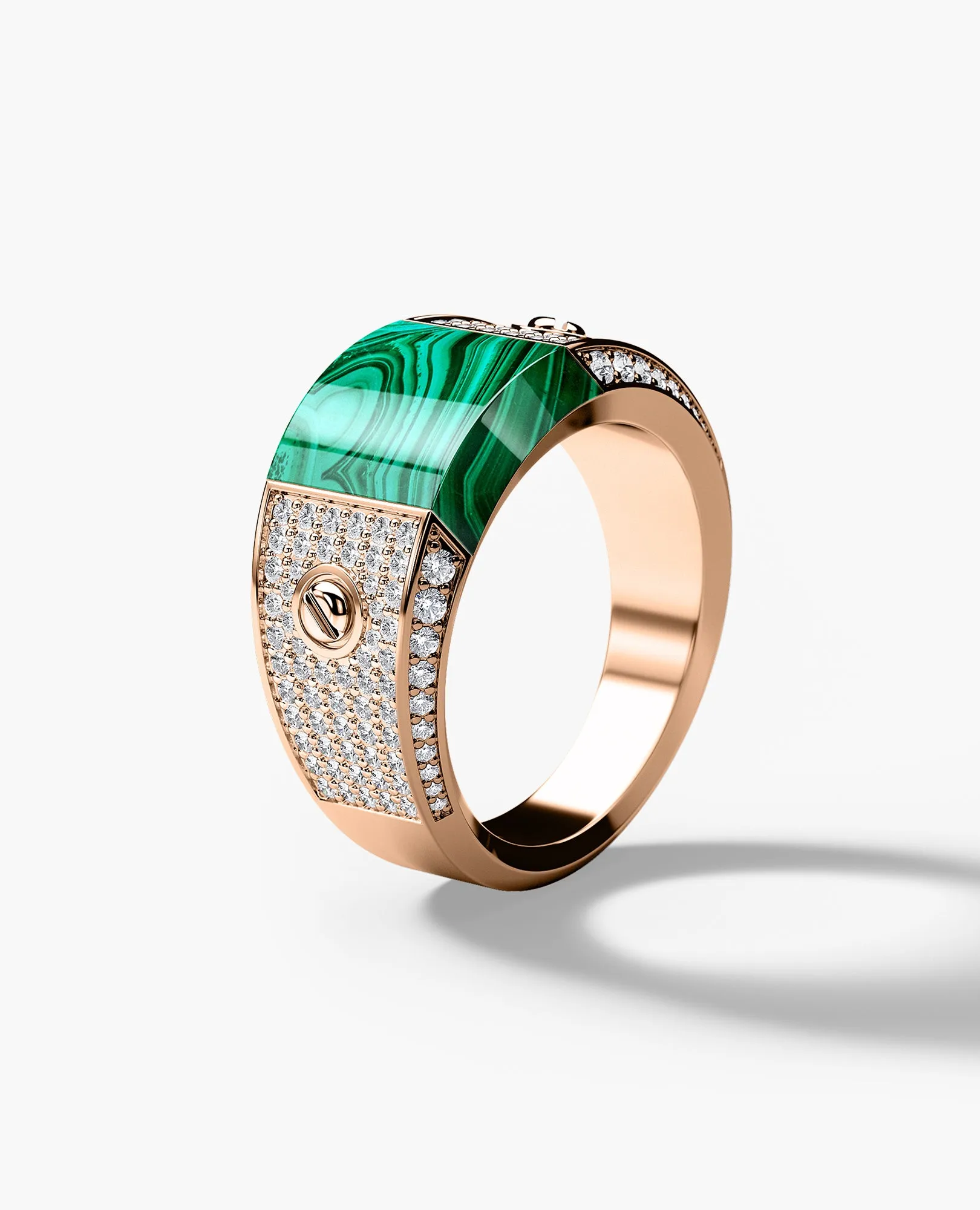 MONTANA Gold Signet Ring with 1.25ct Malachite and Diamonds