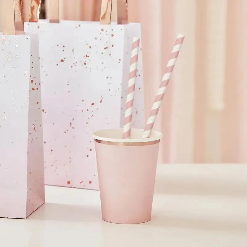 PINK STRIPE PAPER STRAWS