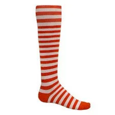 Red and White Mini Hoop Striped Athletic Knee High Socks (Large)