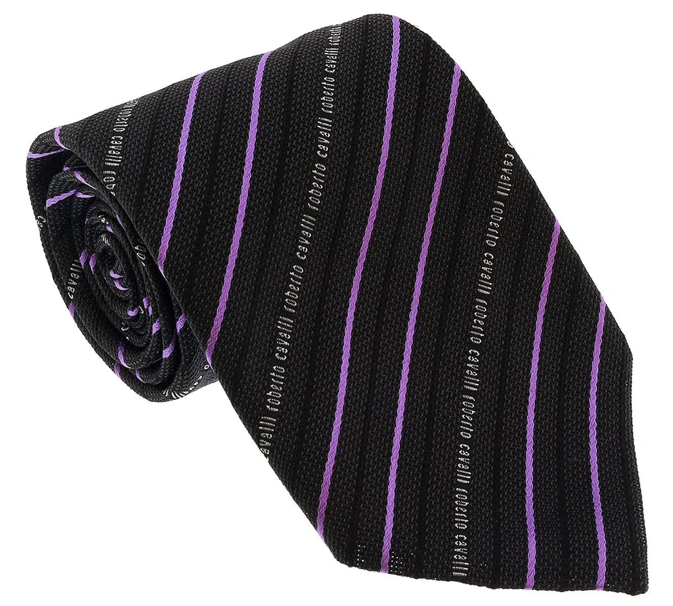 Roberto Cavalli ESZ042 D1355 Dark Grey/ Violet Regimental Stripe Tie
