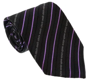 Roberto Cavalli ESZ042 D1355 Dark Grey/ Violet Regimental Stripe Tie