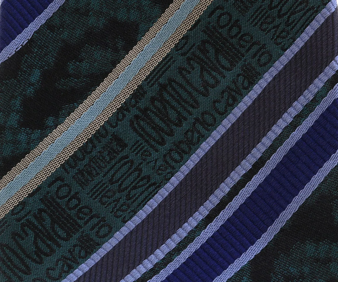 Roberto Cavalli ESZ044 D1317 Teal Blue/ Violet Regimental Stripe Tie