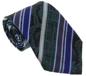 Roberto Cavalli ESZ044 D1317 Teal Blue/ Violet Regimental Stripe Tie