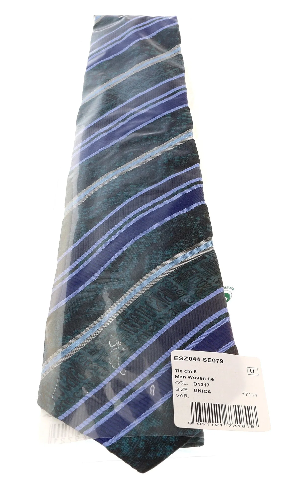 Roberto Cavalli ESZ044 D1317 Teal Blue/ Violet Regimental Stripe Tie