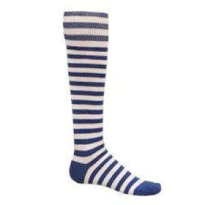 Royal Blue Mini Hoop Striped Athletic Knee High Socks (Large)