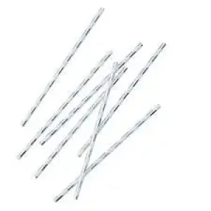 Silver white striped Foil Paper Straws