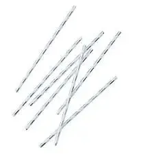Silver white striped Foil Paper Straws