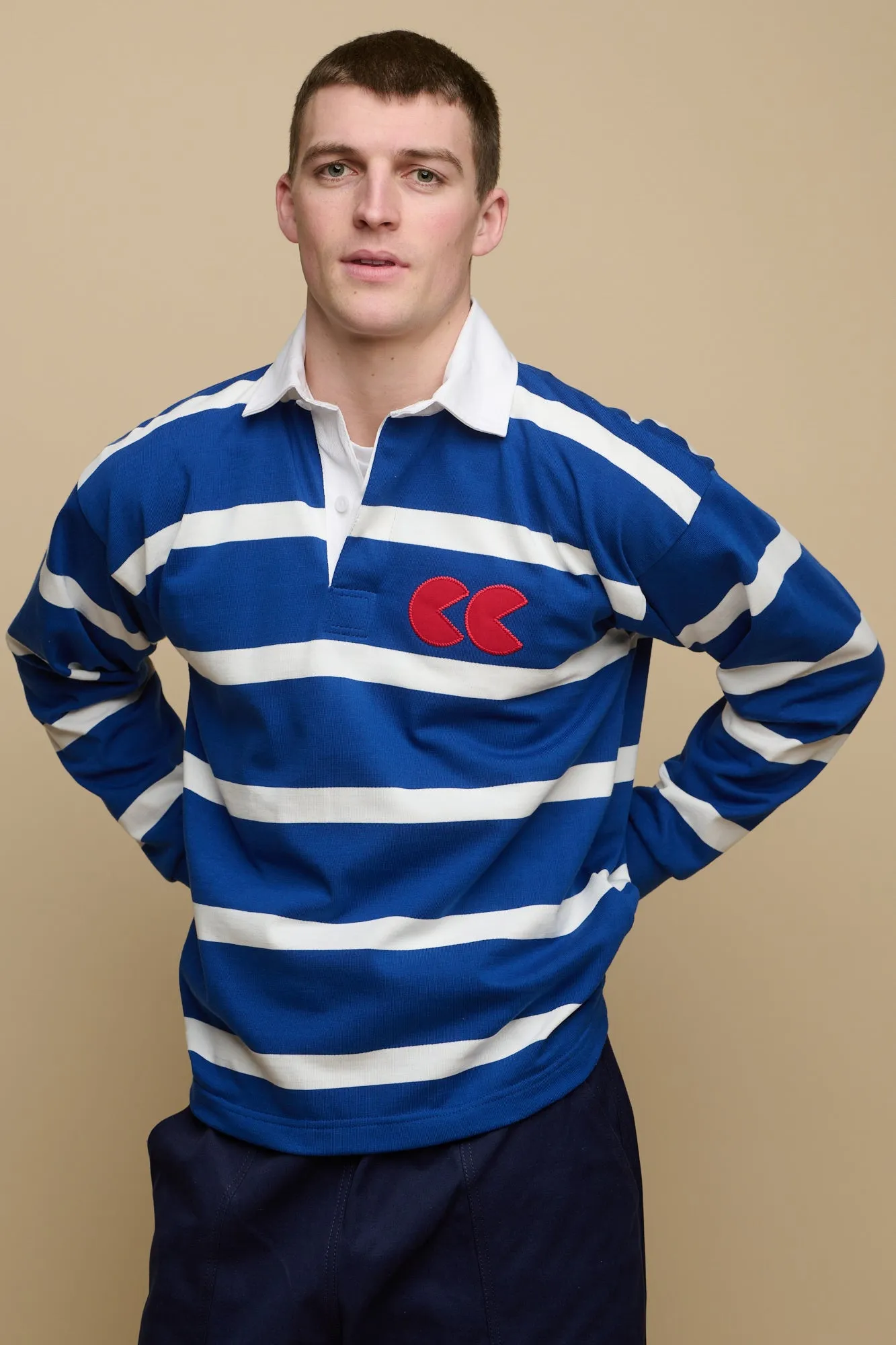 Stripe Logo Rugby Shirt - Blue/White/Red
