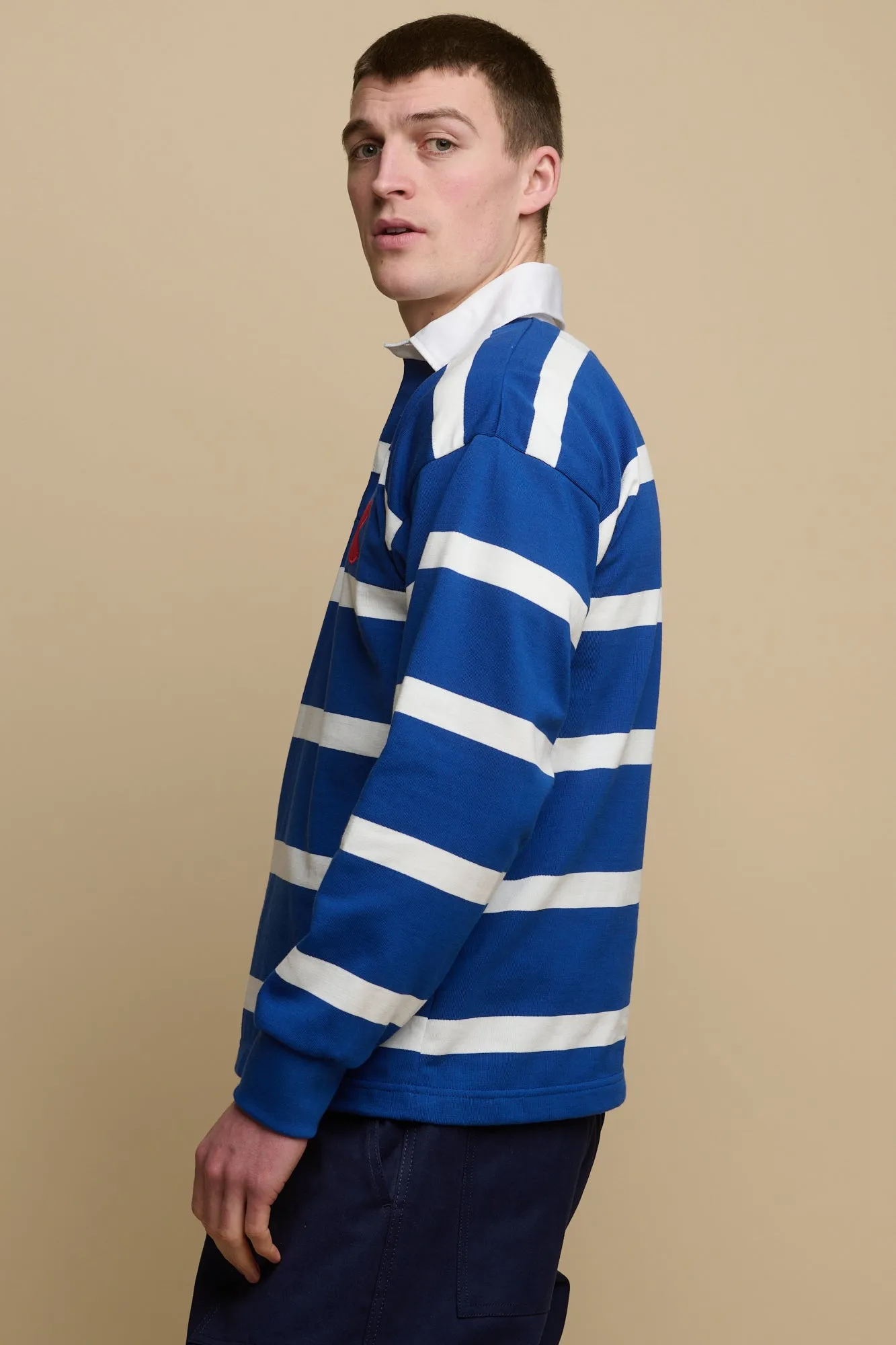 Stripe Logo Rugby Shirt - Blue/White/Red