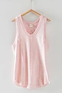 WASHED LOOSE FIT FRENCH TERRY RACERBACK V-NECK TANK TOP