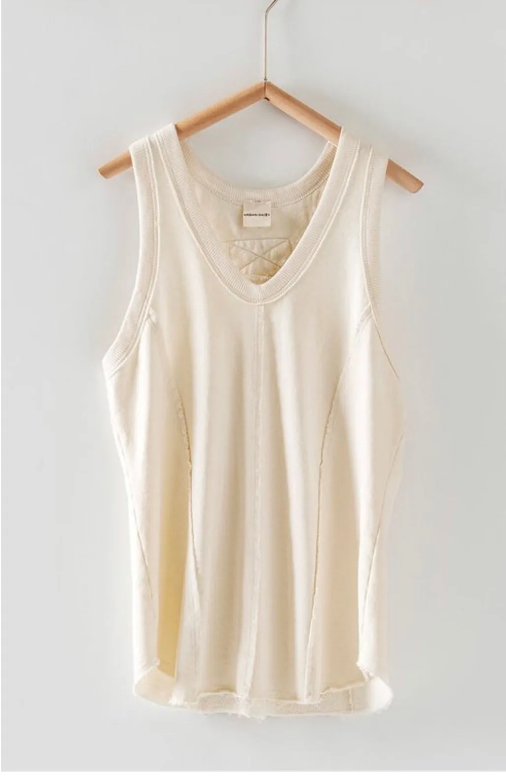 WASHED LOOSE FIT FRENCH TERRY RACERBACK V-NECK TANK TOP