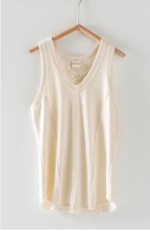 WASHED LOOSE FIT FRENCH TERRY RACERBACK V-NECK TANK TOP