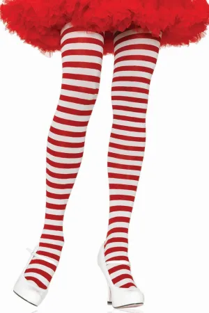 White & Red Striped Pantyhose