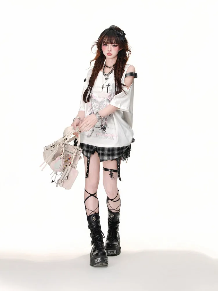 White Loose-Fit Short-Sleeve Cotton Top