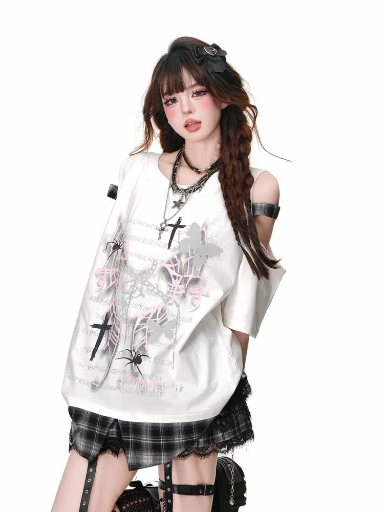 White Loose-Fit Short-Sleeve Cotton Top